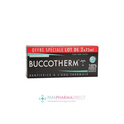 Buccotherm Dentifrice Blancheur au Charbon Actif BIO - LOT de 2x75mlLot  × 2