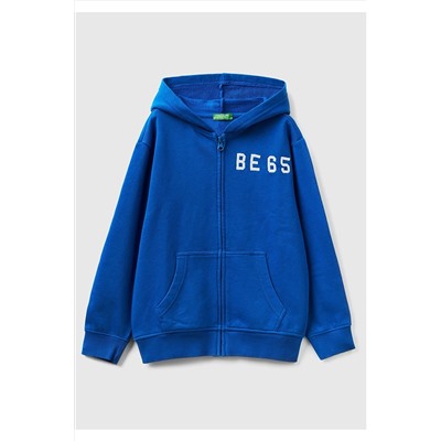 United Colors of BenettonErkek Çocuk Saks Mavi Slogan Baskılı Sweatshirt Saks Mavi
