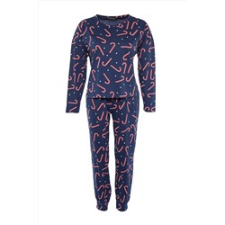 Lacivert Yılbaşı Temalı Örme Pijama Takımı TBBAW23AI00026