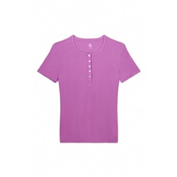 Camiseta manga corta canalé morado