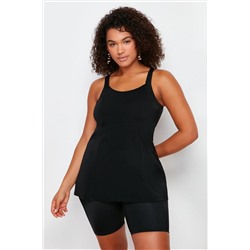 Trendyol Curve Siyah Havuz Yaka Tankini Büyük Beden Mayo TBBSS24AM00019