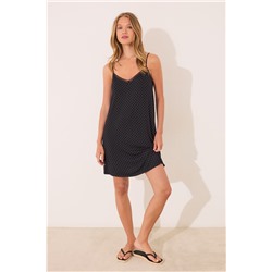 Camisón midi lunares negro