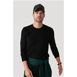 Avva Erkek Siyah Bisiklet Yaka Pamuklu Dokulu Standart Fit Normal Kesim Triko Kazak A32y5133 A32Y5133