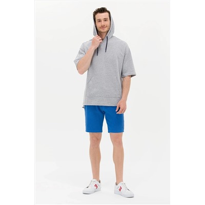 Erkek Gri Melanj Kapüşonlu Sweatshirt