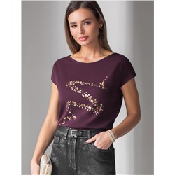 Нарядная футболка с блестящим принтом