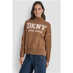 LOGO INTARSIA MOCK-NECK SWEATER