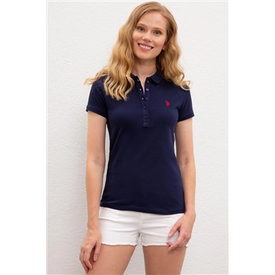 Kadın Lacivert Basic Polo Yaka Tişört