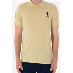 Erkek Slim Fit Polo Yaka Açık Haki Basic Tişört