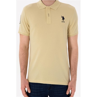 Erkek Slim Fit Polo Yaka Açık Haki Basic Tişört