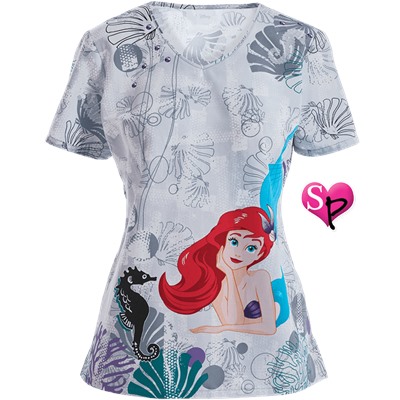 Cherokee Tooniforms Scrubs Dreaming of You Print Top