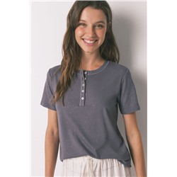 Camiseta manga corta viscosa gris brillo