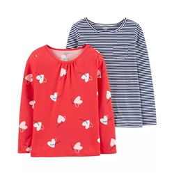 2-Pack Floral & Striped Jersey Tees