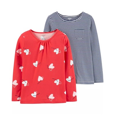 2-Pack Floral & Striped Jersey Tees