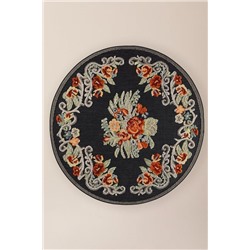 Loubressac Daire Halı - Siyah/Kızıl Mavi - 160x160 cm
