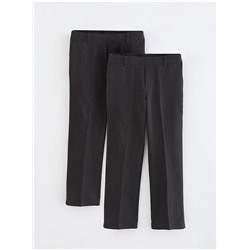 Boys Grey Half Elastic School Trouser 2 Pack