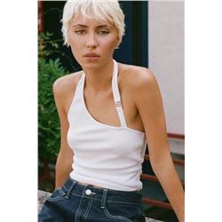 RIBBED HALTER TOP