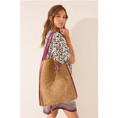 Bolso tote trenzado beige