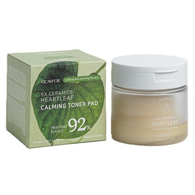 [GLAMFOX] Тонер-пэды для лица успокаивающие КЕРАМИДЫ И ХАУТТЮНИЯ Ceramide Heartleaf Calming Toner Pads, 180 мл