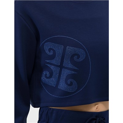 Lacivert Crop Top Sweatshirt