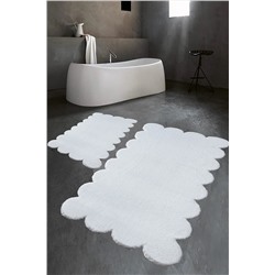 Balat Halı Lazer Kesim Beyaz Peluş Halı Banyo Paspası 2'li TYC00155454593