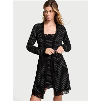 Victoria's Secret Modal Soft Lace-Trim Wrap Robe
