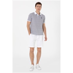 Erkek Regular Fit Polo Yaka Lacivert Desenli Tişört