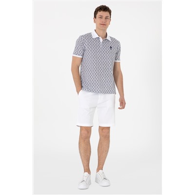 Erkek Regular Fit Polo Yaka Lacivert Desenli Tişört