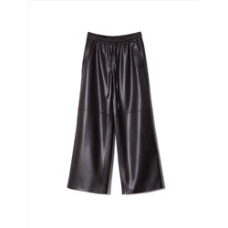 Брюки широкого кроя из экокожи, D401/chestnut
