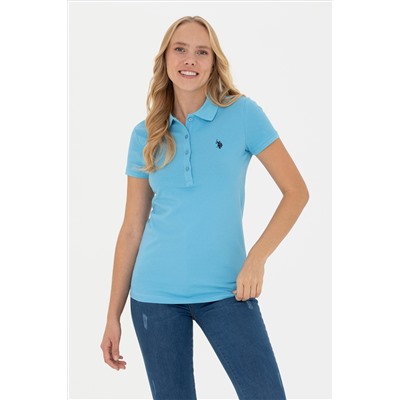 Kadın Turkuaz Basic Polo Yaka Tişört