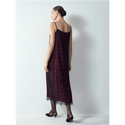 Платье миди из кружева, PL1700/sway bordo