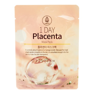 MEDB 1 Day Placenta Mask Pack Тканевая маска для лица с экстрактом плаценты 27мл