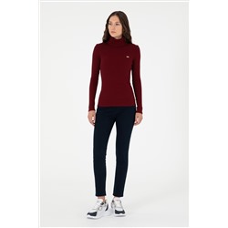 Kadın Bordo Balıkçı Yaka Sweatshirt