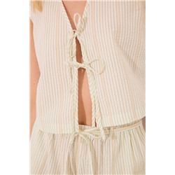 Pijama corto algodón chaleco rayas