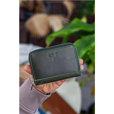 Garbalia, Sydney Hakiki Deri Bozuk Para Gözlü Rfid Engelleyici Crazy Yeşil Unisex Cüzdan
