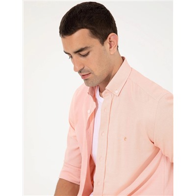 Turuncu Slim Fit Oxford Gömlek