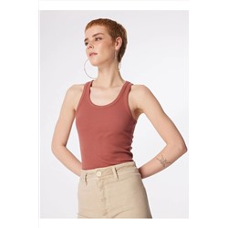Lee, U Yaka Haki Kadın T-Shirt L241615A95-Kolsuz T-shirt