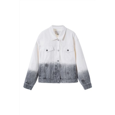 Chaqueta vaquera dip-dye Crudo y gris