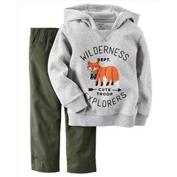 2-Piece Fleece Hoodie & Canvas Pant Set