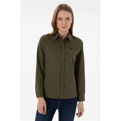 U.S. Polo Assn., Kadın Haki Uzun Kollu Basic Gömlek 50297002-VR027