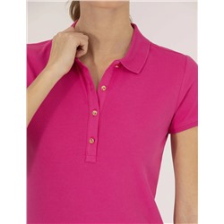 Fuşya Slim Fit Polo Yaka Basic Tişört