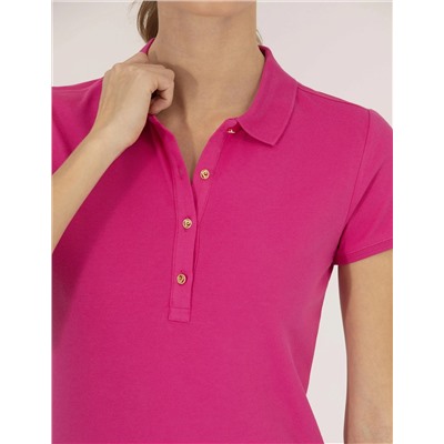 Fuşya Slim Fit Polo Yaka Basic Tişört