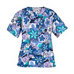 UA Swirling Flowers Navy Print Scrub Top