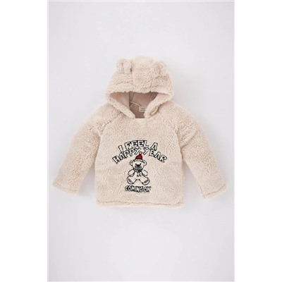 Defacto Erkek Bebek Yılbaşı Temalı Kapüşonlu Pelüş Sweatshirt B2131A523WN