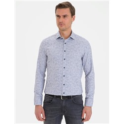 Lacivert Slim Fit Uzun Kollu Gömlek