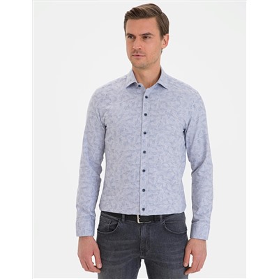 Lacivert Slim Fit Uzun Kollu Gömlek