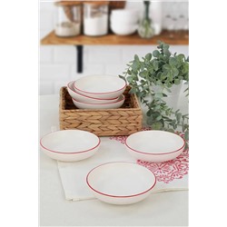 Keramika Mat Beyaz Kırmızı File Halka Çerezlik/Sosluk 13 Cm 6 Adet ST489006F022A840500MAYD100