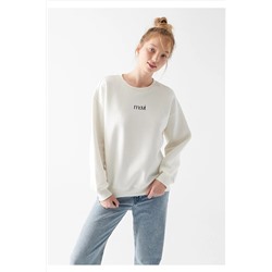 Mavi Logo Baskılı Beyaz Sweatshirt 1611361-70057