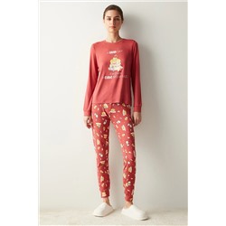 Penti Cute Breakfast Termal Kırmızı Pijama Takımı PN917IUC23SK-RD15