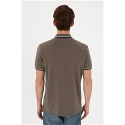 Erkek Regular Fit Polo Yaka Vizon Basic Tişört