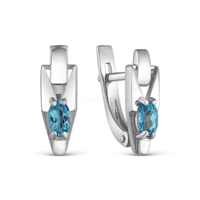 Серьги из серебра с нат. топазом SWISS родированные 925 пробы 2-309р403